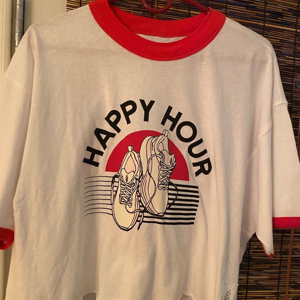 Free People Red and White Graphic T-Shirt